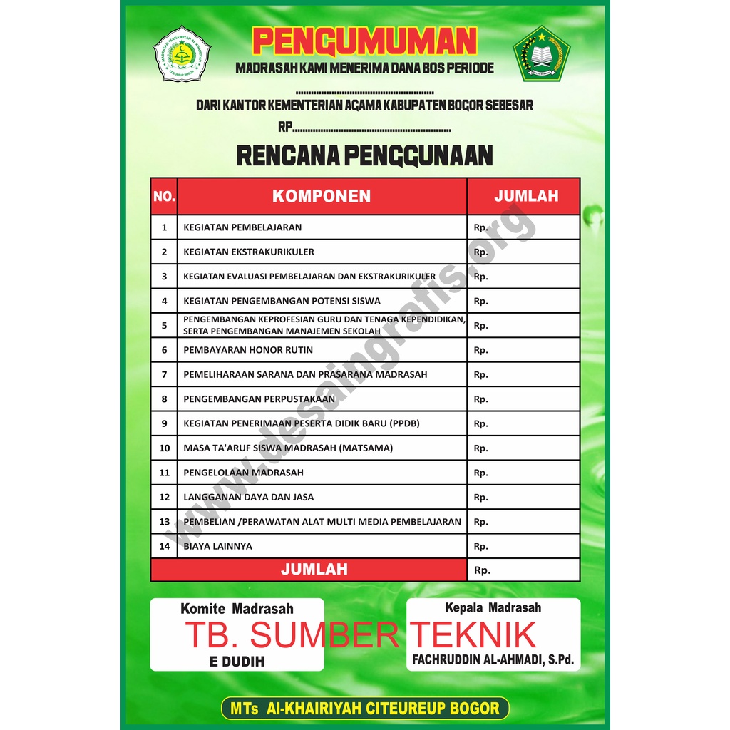 

BANNER PENGUMUMAN RENCANA PENGGUNAAN DANA BOS Ukuran 60 x 80 Plus Bingkai