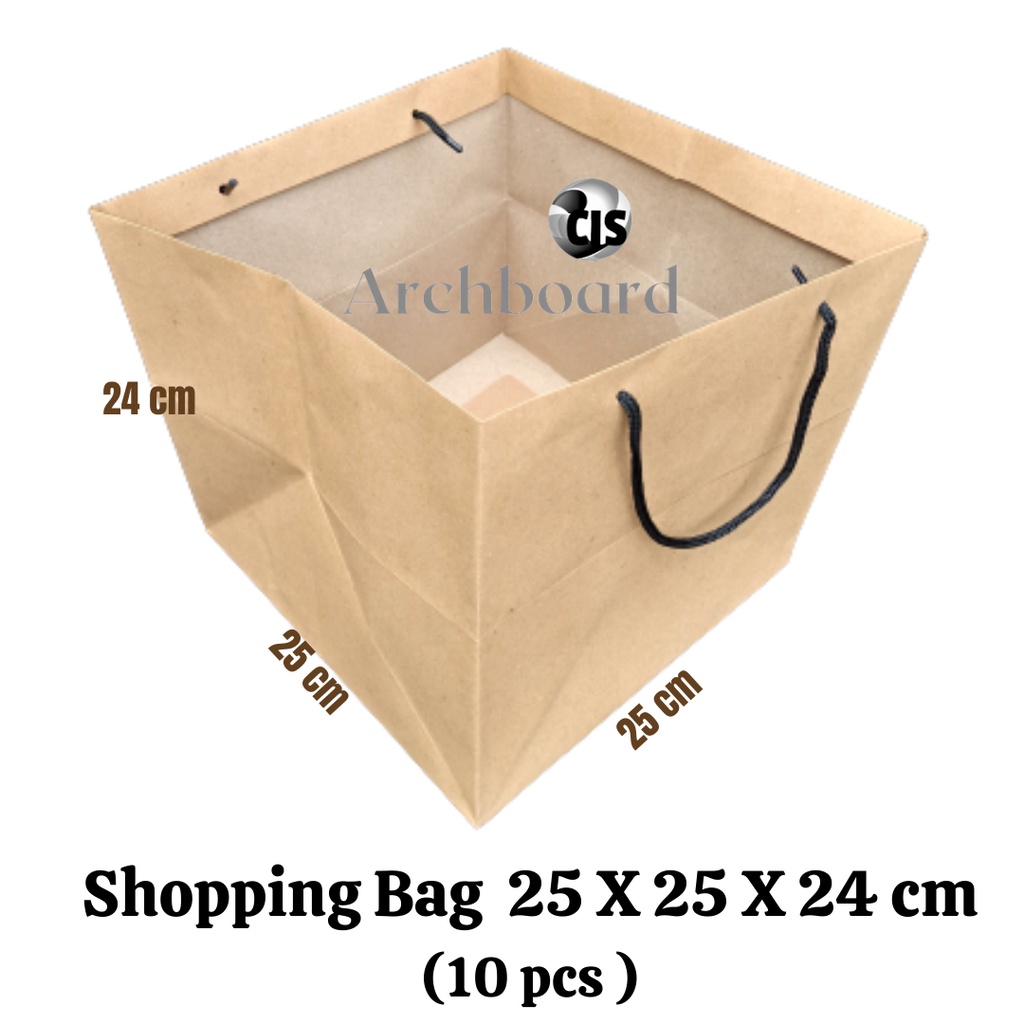 

Shopping Bag / Paper Bag Coklat Polos Size 25 x 25 x 24 (10 Pcs)