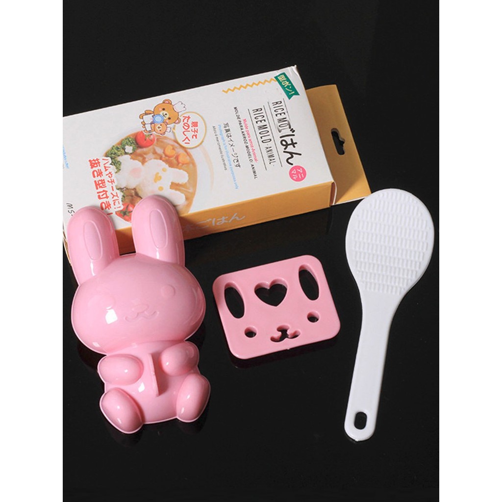 Set Isi 3 Cetakan Nasi Kelinci - Cetakan Nasi Bento Kelinci - Rabbit Mold - Cetakan Bekal Bento Anak - Cetakan Nasi Bentuk Bunny Lucu - Cetakan Nasi Bungkusan