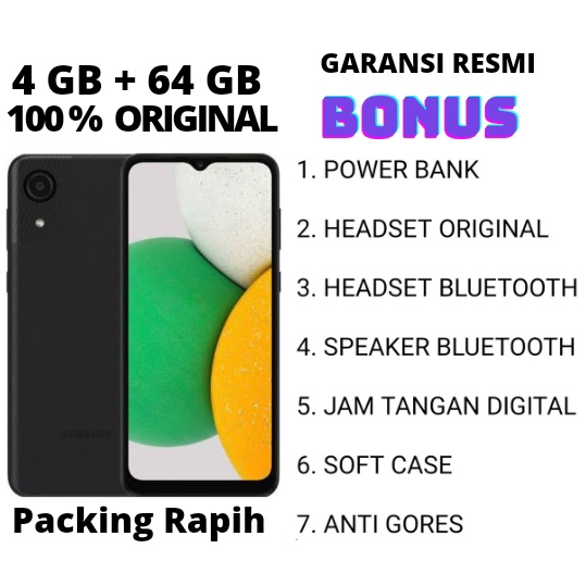 SAMSUNG A03 RAM 4/64 GARANSI RESMI