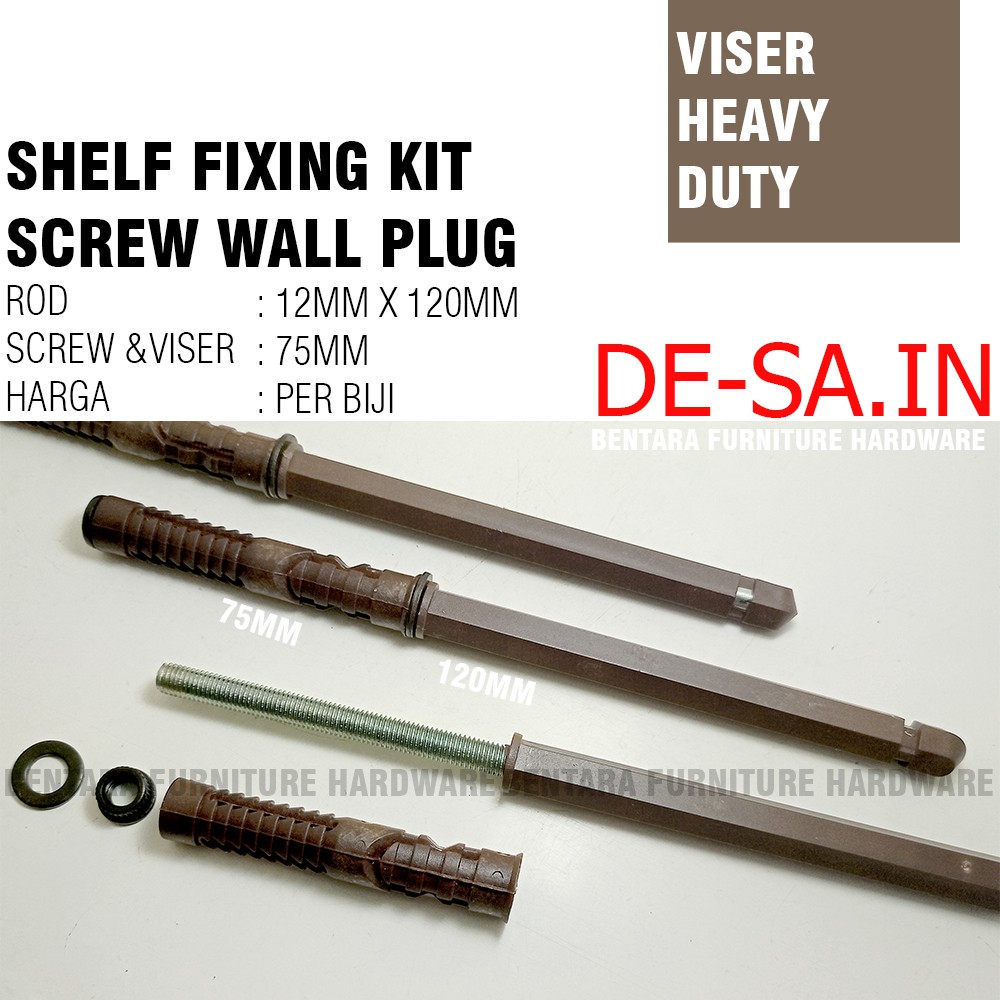 5 INCHI BAUT VISER PEN AMBALAN MELAYANG 120MM Skrup - Heavy Duty Wall Plug Bolt Shelf Knockdown