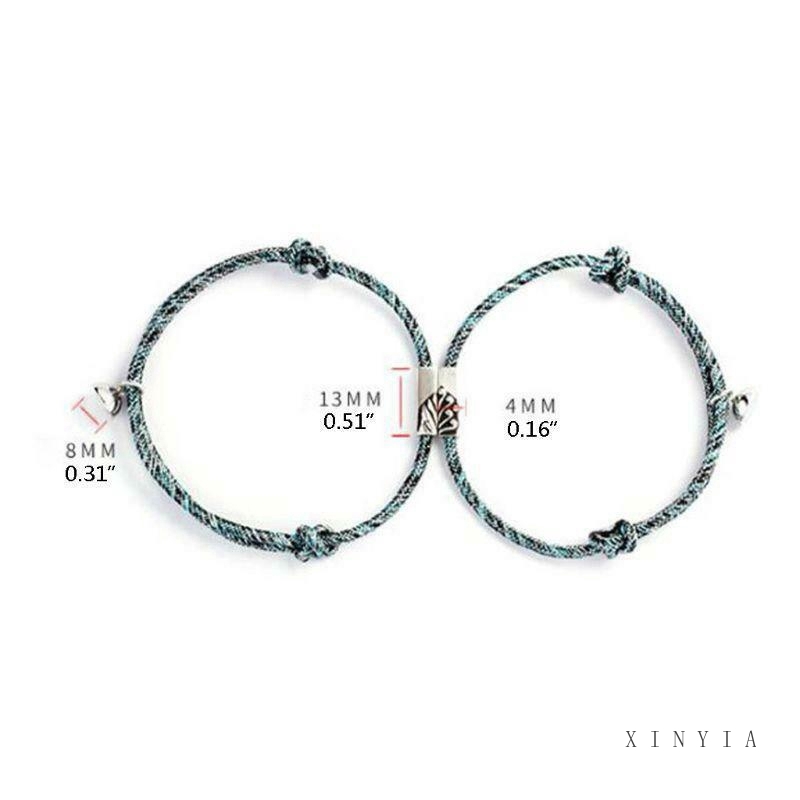 2 Pcs Gelang Tali Buatan Couple Gelang Tangan Model Kepang Dengan Magnet Untuk Pasangan