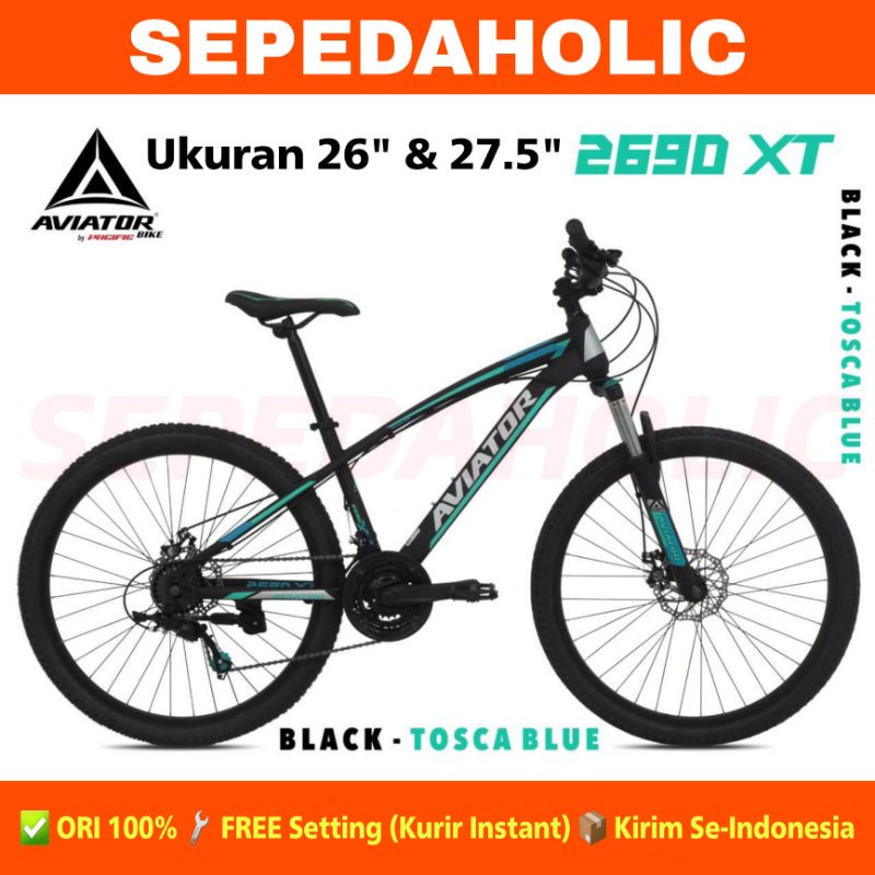Sepeda Gunung MTB AVIATOR 2690 XT Ukuran 26 & 27.5 Inch 24 Speed Fork Lock Out