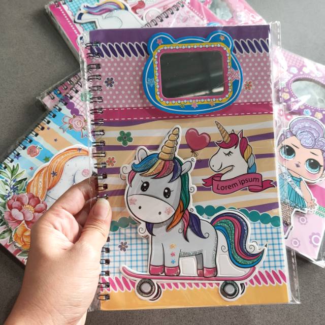 

Buku Diary + Cermin Timbul Karakter Unicorn LoL