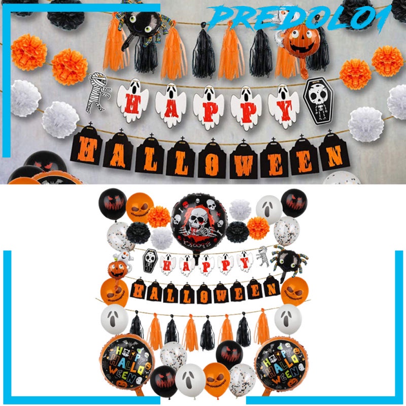 (Predolo1) Balon Latex Aluminum Foil Tema Halloween Untuk Dekorasi Ulang Tahun