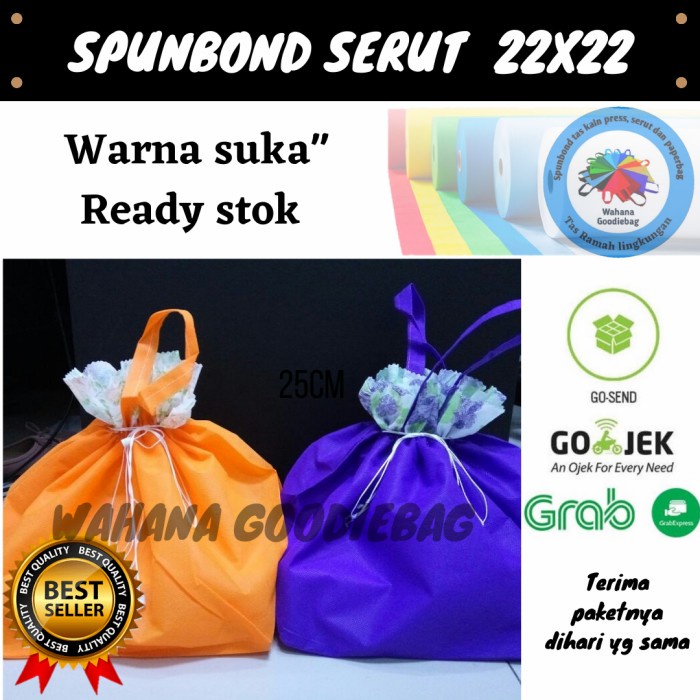 

PROMO tas serut spunbond box nasi 22x22/ besek 12pc - Merah