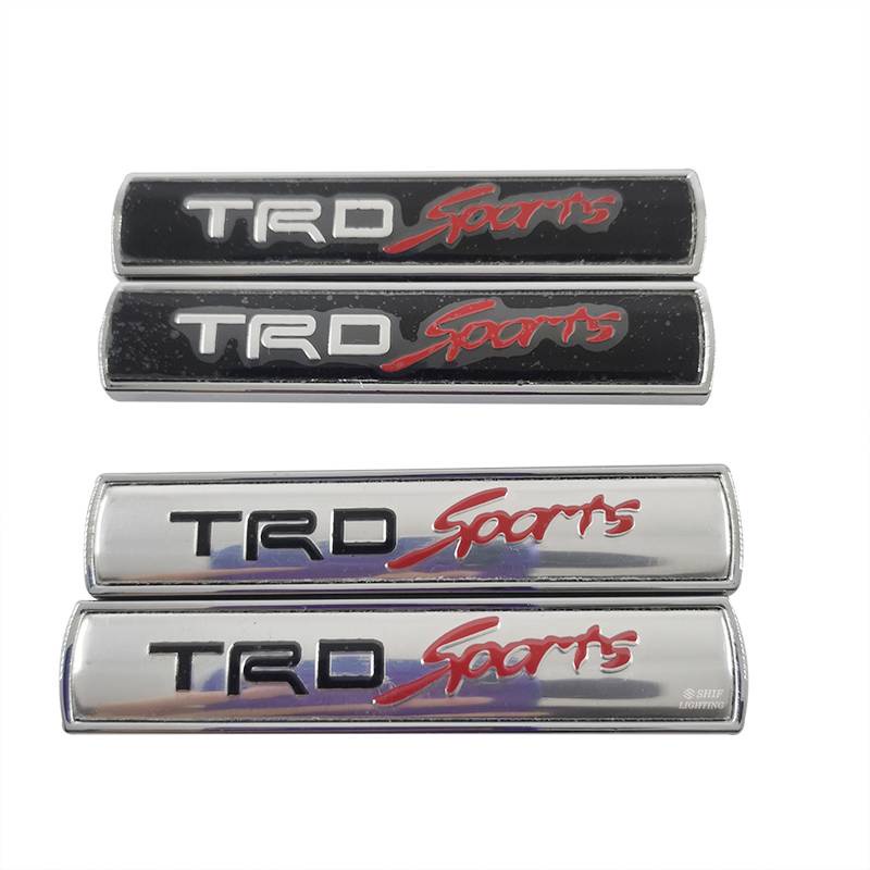 2 X Metal TRD SPORTS Logo Car Side Fender Decorative Emblem Sticker Decal Badge For TOYOTA