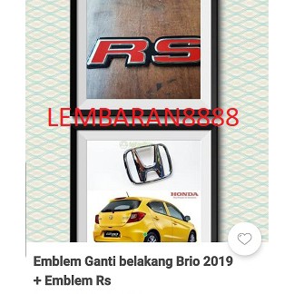 PAket Emblem Logo Honda Belakang Brio 2019 + Emblem RS