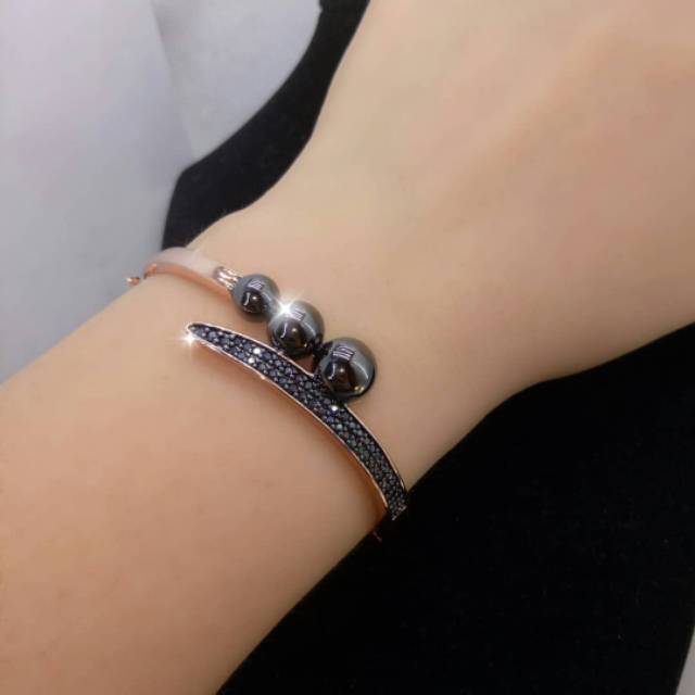 GELANG LAPIS EMAS TABUR BATU PERMATA HITAM BLACK DIAMOND PERSIS ASLI