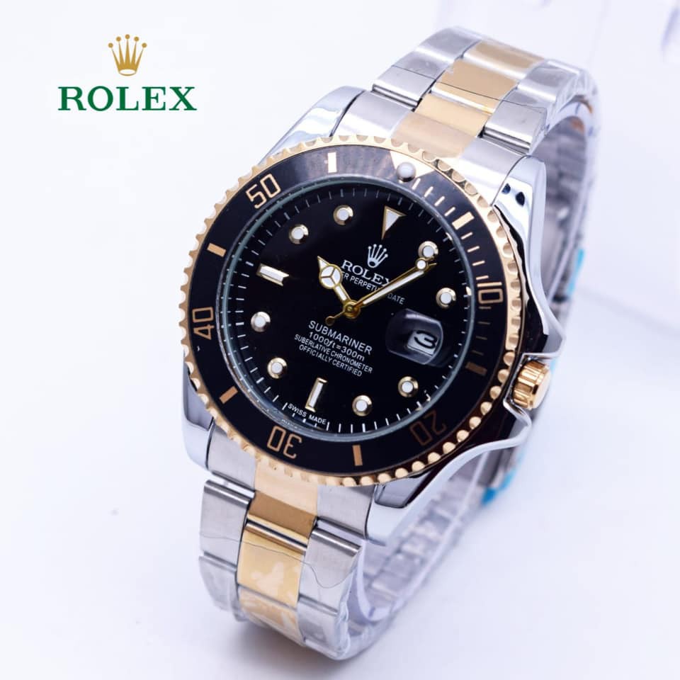 JAM TANGAN PRIA ROLEX RANTAI STAINLESS TANGGAL AKTIF DIAMETER 4,5 CM || JAM TANGAN FASHION MURAH