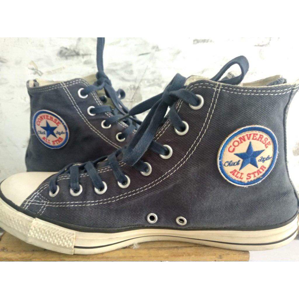 CONVERSE SECOND CHUCK TAYLOR BACK ZIP VINTAGE WASH IN NAVY | Shopee  Indonesia