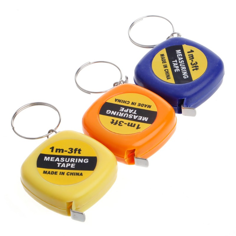 CRE  Easy Retractable Ruler Tape Measure Mini Portable Pull Ruler Keychain 1m/3ft