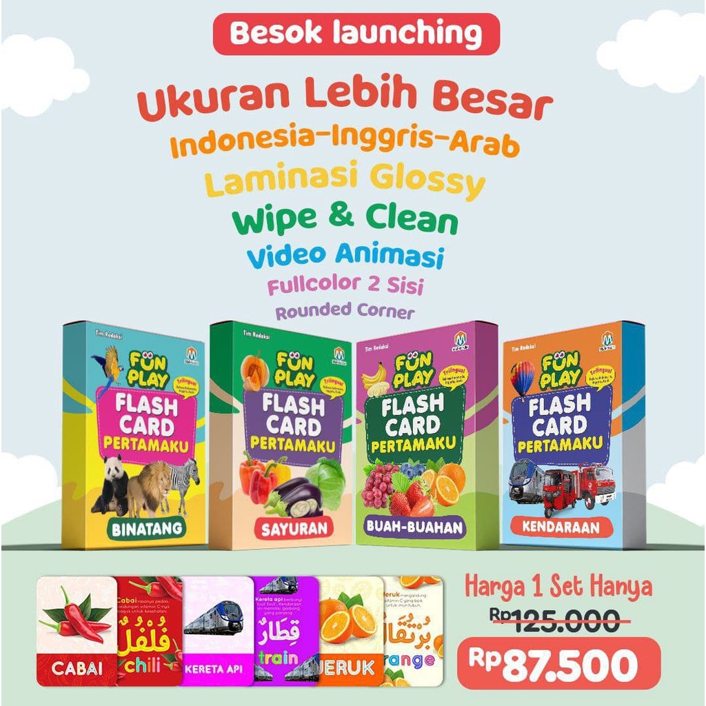 1 Paket Kartu Flash Card Edukasi Anak (Dapat 4 Box Kartu Edukasi)