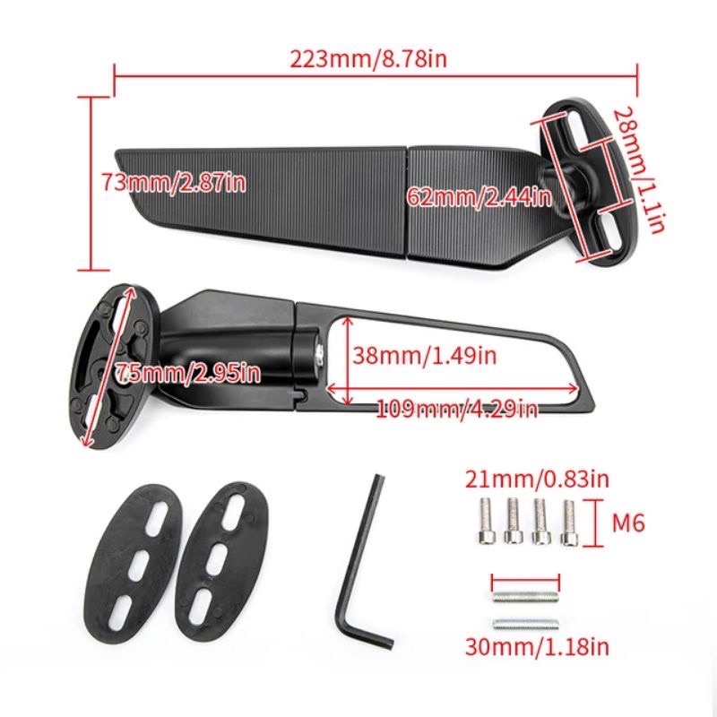 TERMURAH Spion Winglet FULL CNCN Stealth Rear Mirror Spion Motor Stealht Winglet Universal Ninja Zx25R Zx10R Zx636 Z10R R6 Ninja 250 Fi Karbu Nmax Pcx Cbr 250r R15 R25 Dll