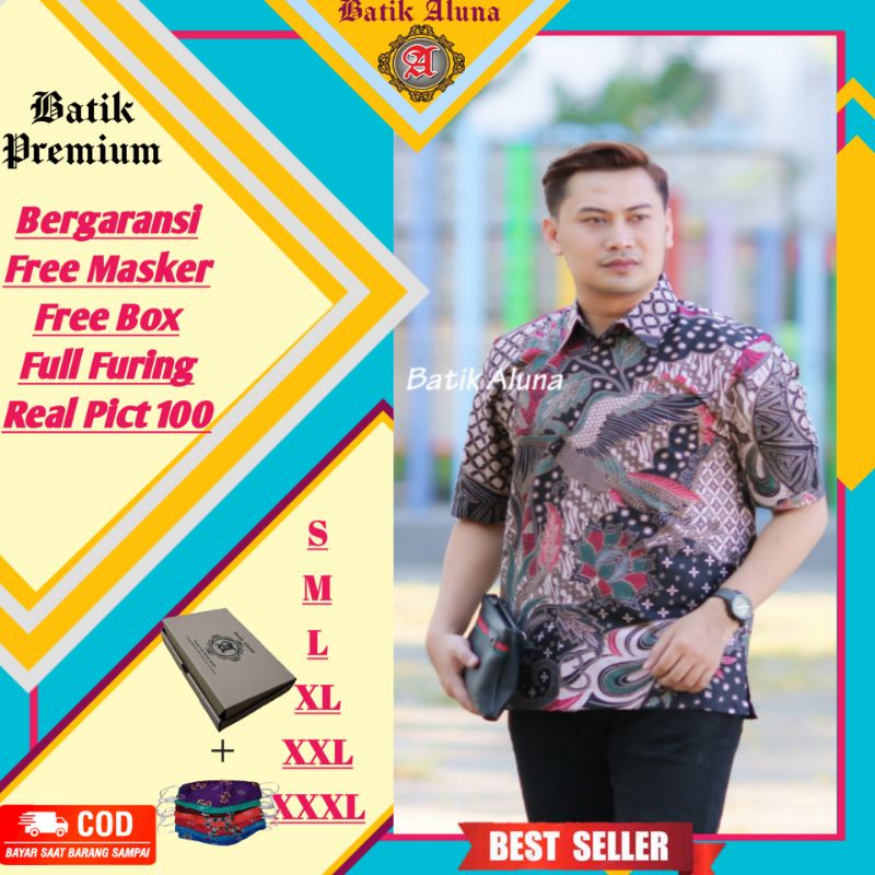 Atasan Batik Lengan Pendek Pria Premium Full Lapis Furing Baju Batik Lengan Pendek Cowok Modern Gus 