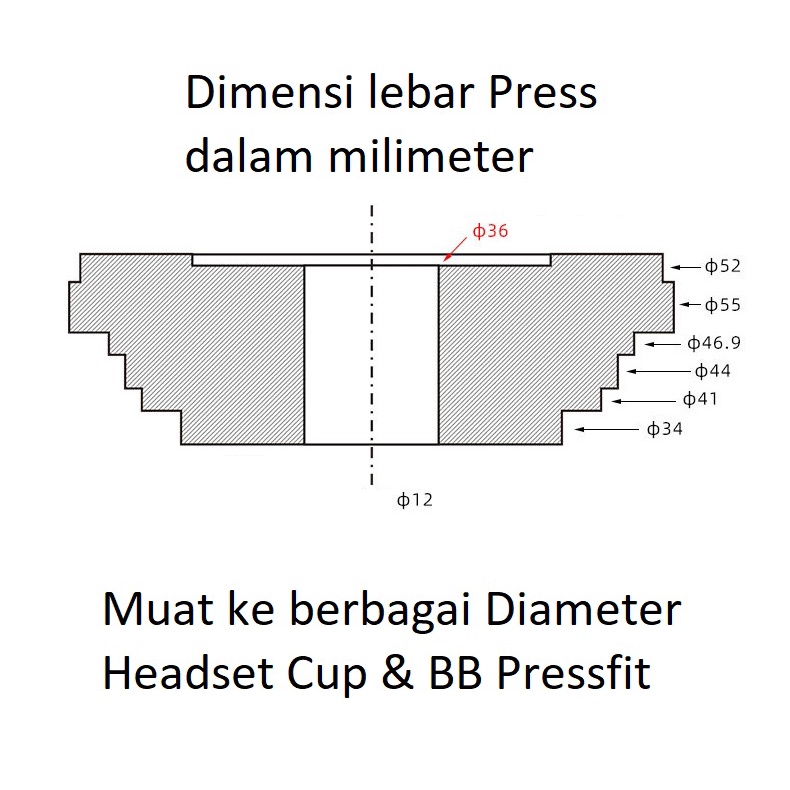 Alat pasang Press Headset cup &amp; BB Pressfit instalasi kunci tool sepeda