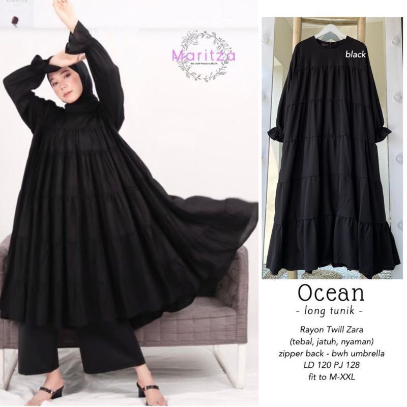 [LONG TUNIK PREMIUM] OCEAN ATASAN WANITA SUSUN POLOS RAYON TWILL TUNIK WANITA