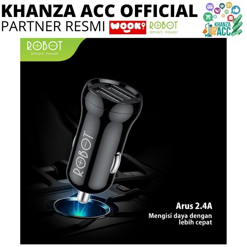 KHANZAACC ROBOT RTC07 Car Charger Casan Mobil 2 Port USB Free Kabel Micro USB