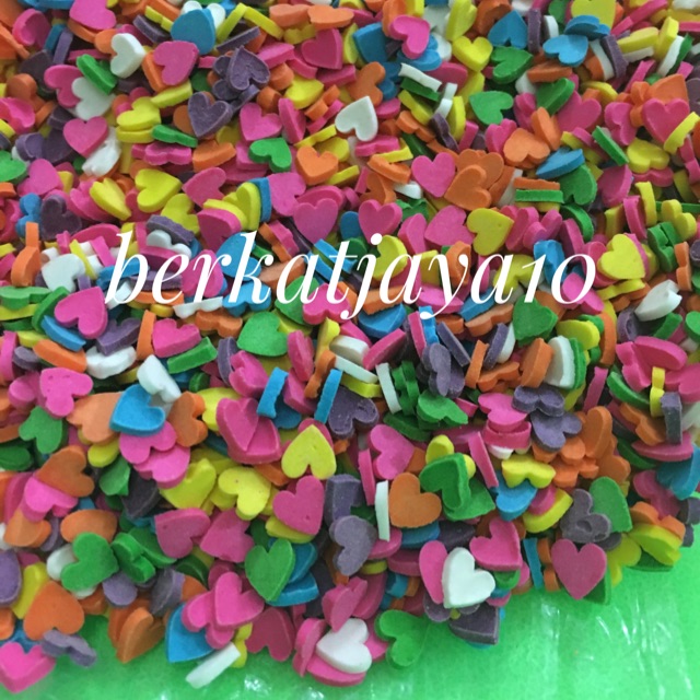 MURAH CONFETTI MODEL HATI Heart Love Warna Warni Permen Gula Conveti Sprinkle 15 Gram Kemasan Repack