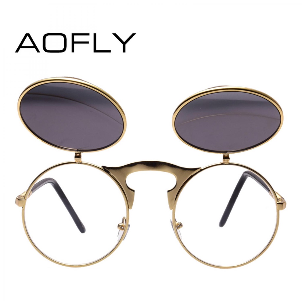 Kacamata Hitam Round Vintage Steampunk Sunglasses / Kacamata Hitam Pria Wanita Cowok Cowo Cewe Cewek Perempuan Laki Laki Dewasa Korea Bulat Anti Uv Anti Radiasi Anti Silau Aesthetic Estetik Kekinian Keren Gaya Wanita Import Korean Tik Tok Murah Original