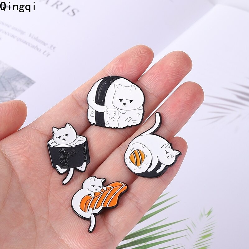 Bros Pin Enamel Bentuk Sushi Kucing Lucu Untuk Aksesoris Tas Ransel Topi