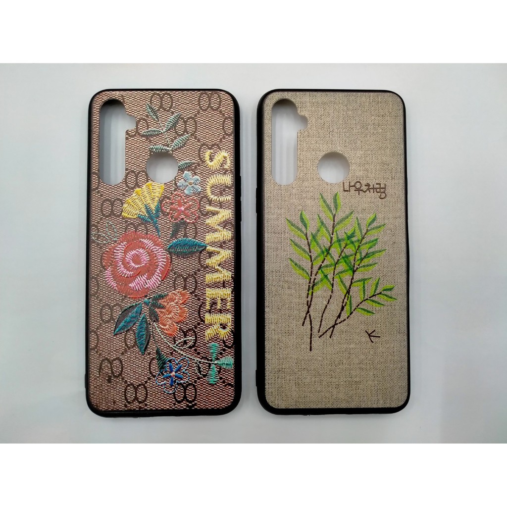 Case Bordir Flower Realme  5 5I C3 7i C17 Motif Timbul 3D Bunga