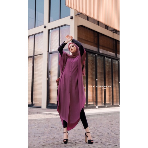 DRESS/DASTER/TUNIK CELV DRESS CE HOMEWEAR - MAGENTA (BIG SIZE) FREE BELT