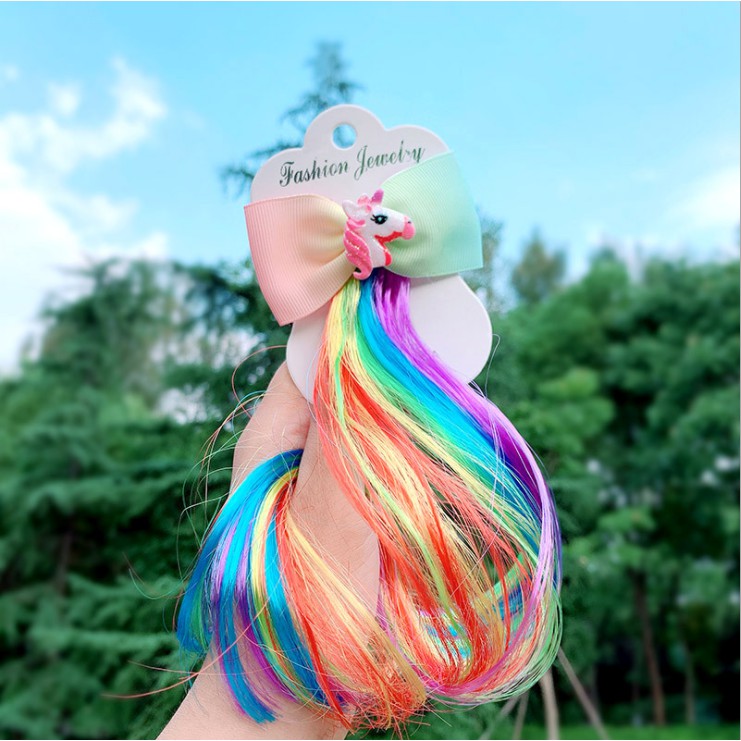 Jepit Rambut Unicorn Frozen Model Rambut Palsu Wig Anak Perempuan