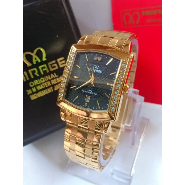 Jam Tangan Pria MirageOriginal 7442 Kuning Bergaransi Water Resistant 3 ATM