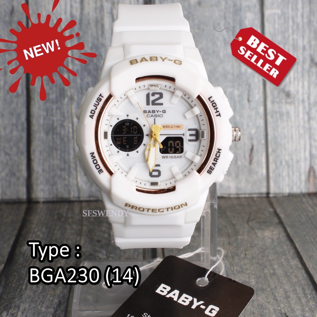 Jam tangan wanita &amp; anak anak Baby-G BGA-230 Putih Soft Pink dual time digital anti air sporty elegant