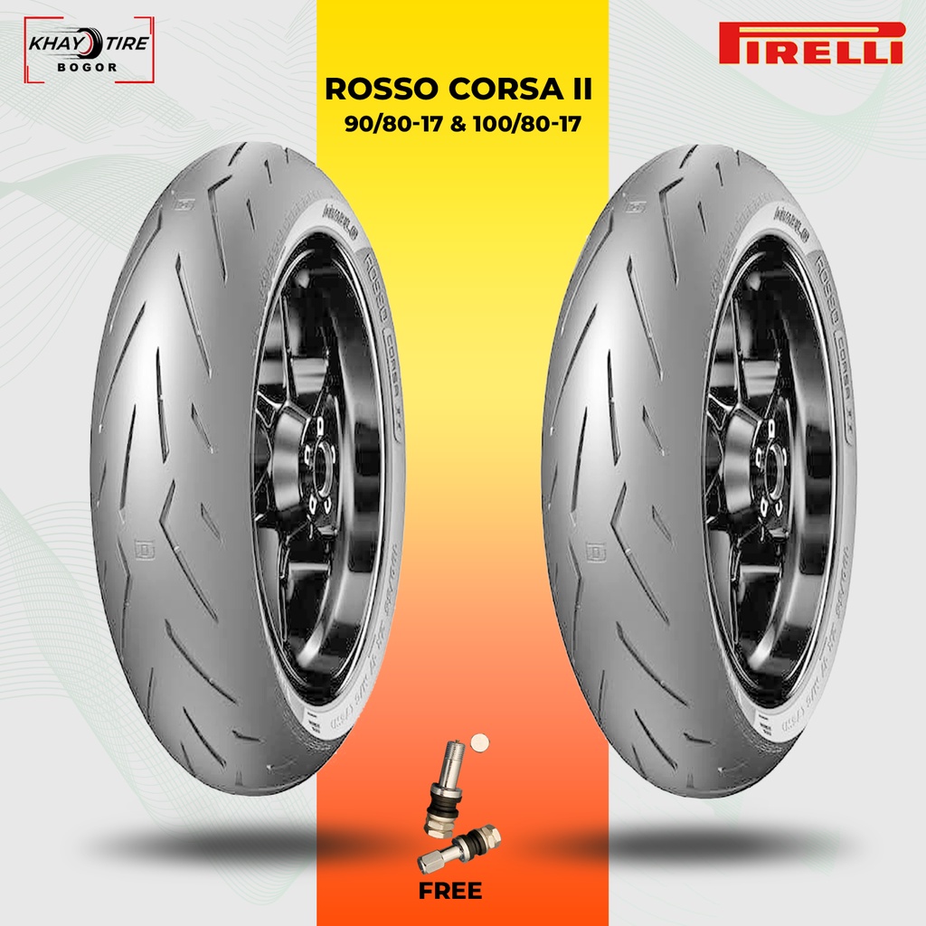 Sepasang Ban Motor Bebek - PIRELLI DIABLO ROSSO CORSA II 90/80 &amp; 100/80 Ring 17 Tubeless