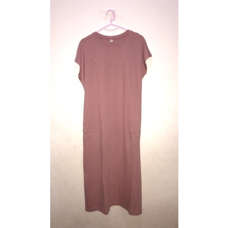 gaun katun lembut lengan french (preloved uniqlo)