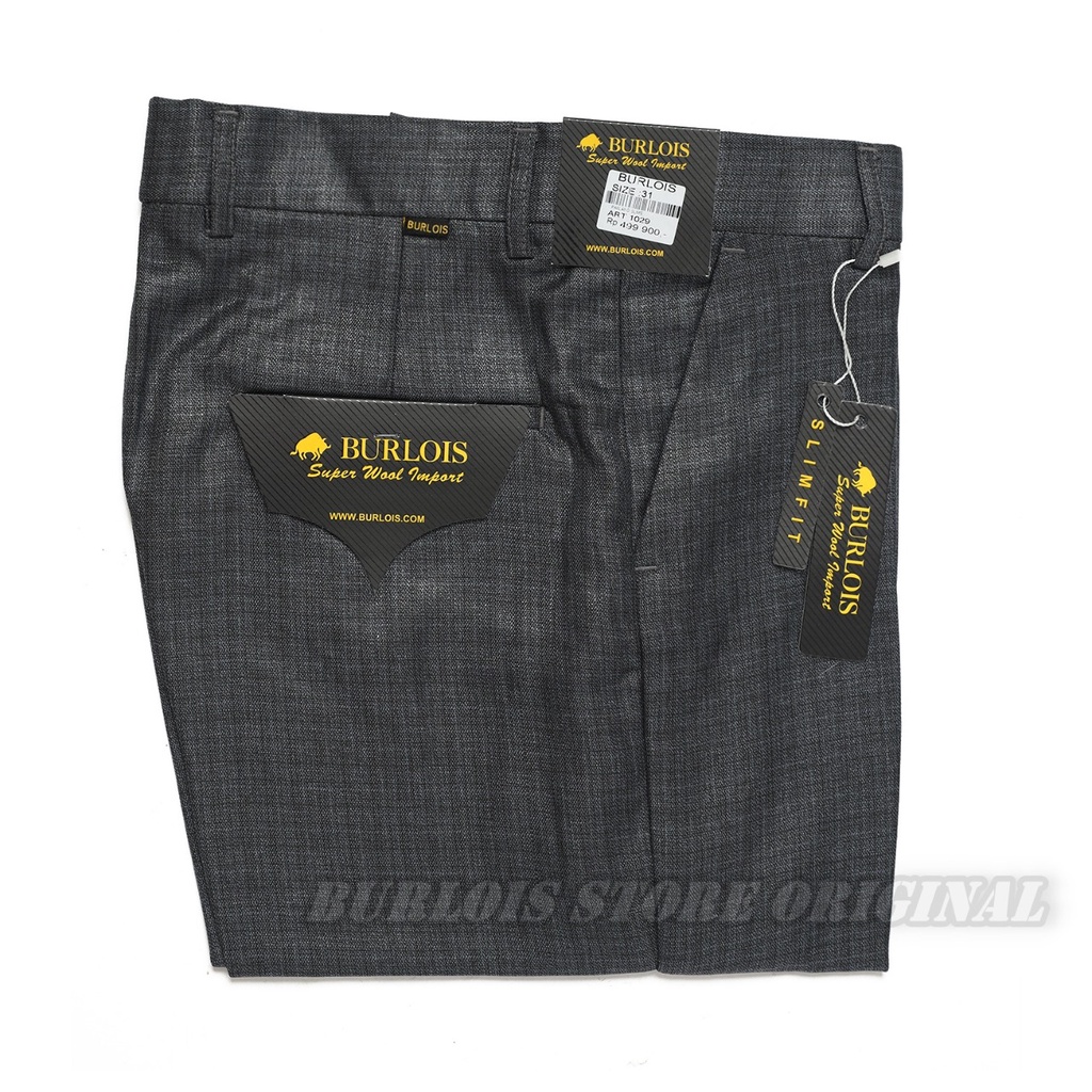 Burlois Celana Panjang Formal Slimfit Kantoran Mengkilat Super Dark Gray Light Dark Gray Trouser