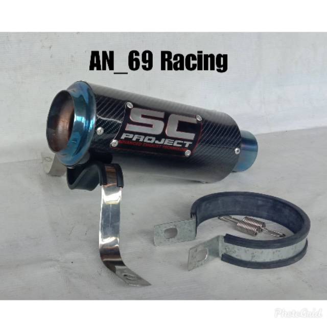 Jual Knalpot racing Bluecarbon SELENCER ONLY SC project Vixion/CB150R/cbr150/R15/satriaFu/sonic dll