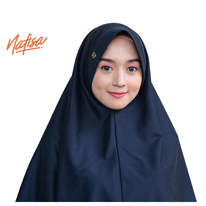 Nafisa Asha | Jilbab Instan Pet Antem | Hijab Instan Bergo Kaos Jumbo | Khimar Syar'i Premium-HITAM