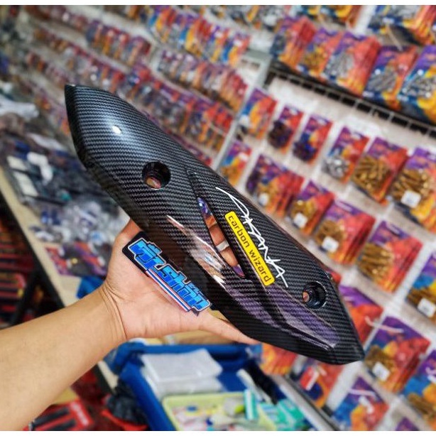 Cover tameng knalpot beat esp dasar karbon black akana tutup knalpot beat street beat fi esp karbon