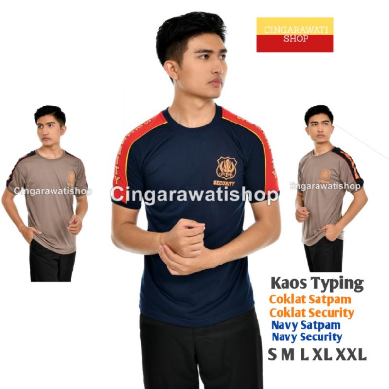 Security Satpam Kaos Satpam Typing terbaru  Kaos Coklat Satpam Typing Kaos Security Kombinasi Kaos S