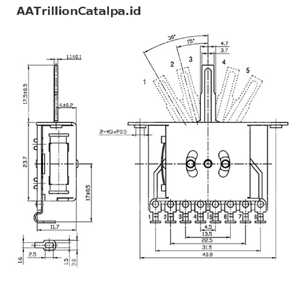 Aatrillioncatalpa Switch Pickup Selector 5 Arah Dengan Knob Untuk Gitar Elektrik Fender Stratocaster