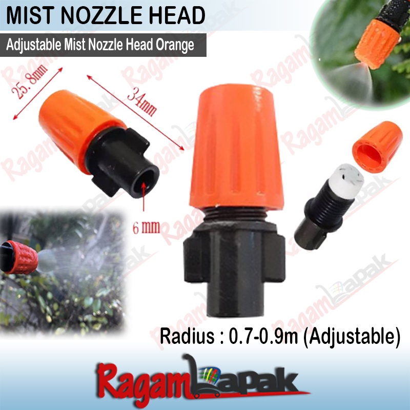 Kepala Nozzle Misting Pengkabutan Plastik Orange 6mm