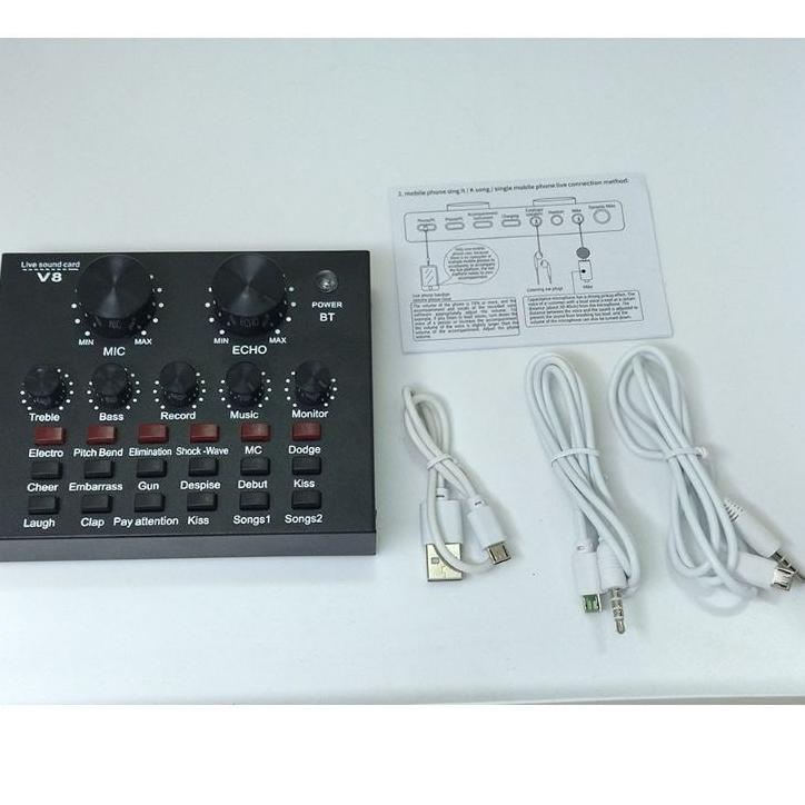 Terlaris.. Soundcard v8 Soundcard Audio untuk karaoke cover lagu live streaming bigo youtube