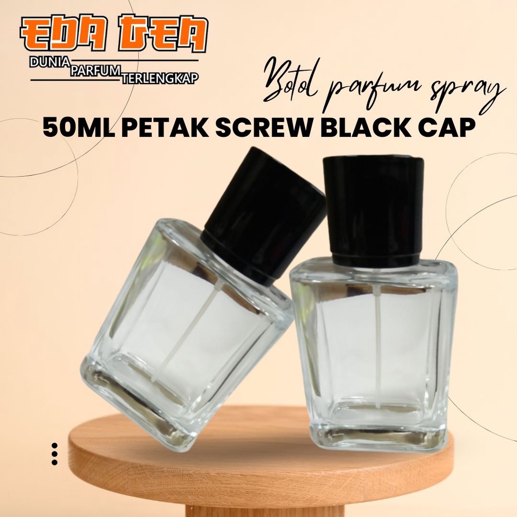 Botol parfum PETAK SCREW BLACK CAP 50ML | BOTOL SPRAY