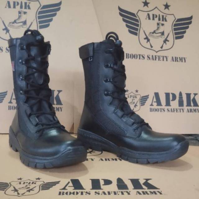 Sepatu  pdl tni porli boots pria kulit sapi asli merk apik sepatu pria relsleting nike gen6 ringan