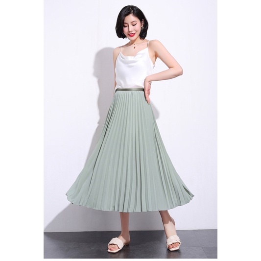 ROK MAXI PLEAT  WANITA KARET MUSLIM SKIRT PANJANG DRESS MX528