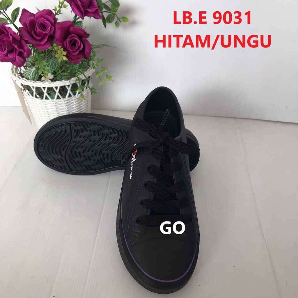 gos NEW ERA LB 9031 Sepatu Slip On Wanita Karet Terbaru Original-HITAM/UNGU