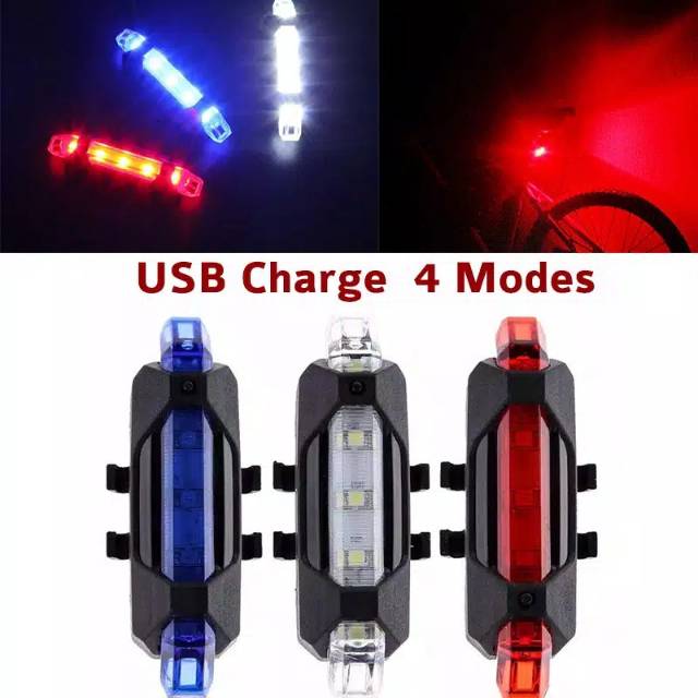 LAMPU BELAKANG SEPEDA LED USB RECHARGEABLE ANTI AIR LAMPU SEPEDA LED CHARGER