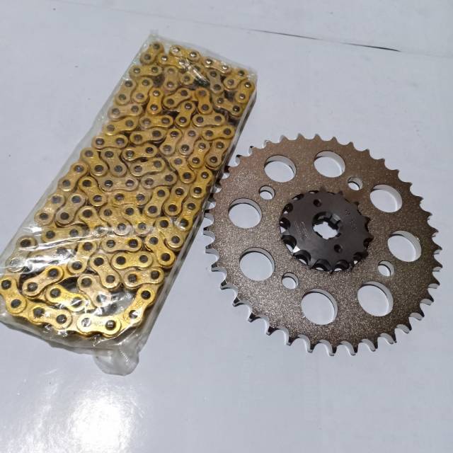Gir set SSS CBR CB150 R Megapro new Verza Tiger rantai Gold 428 - gear set SSS cbr150 cb150r