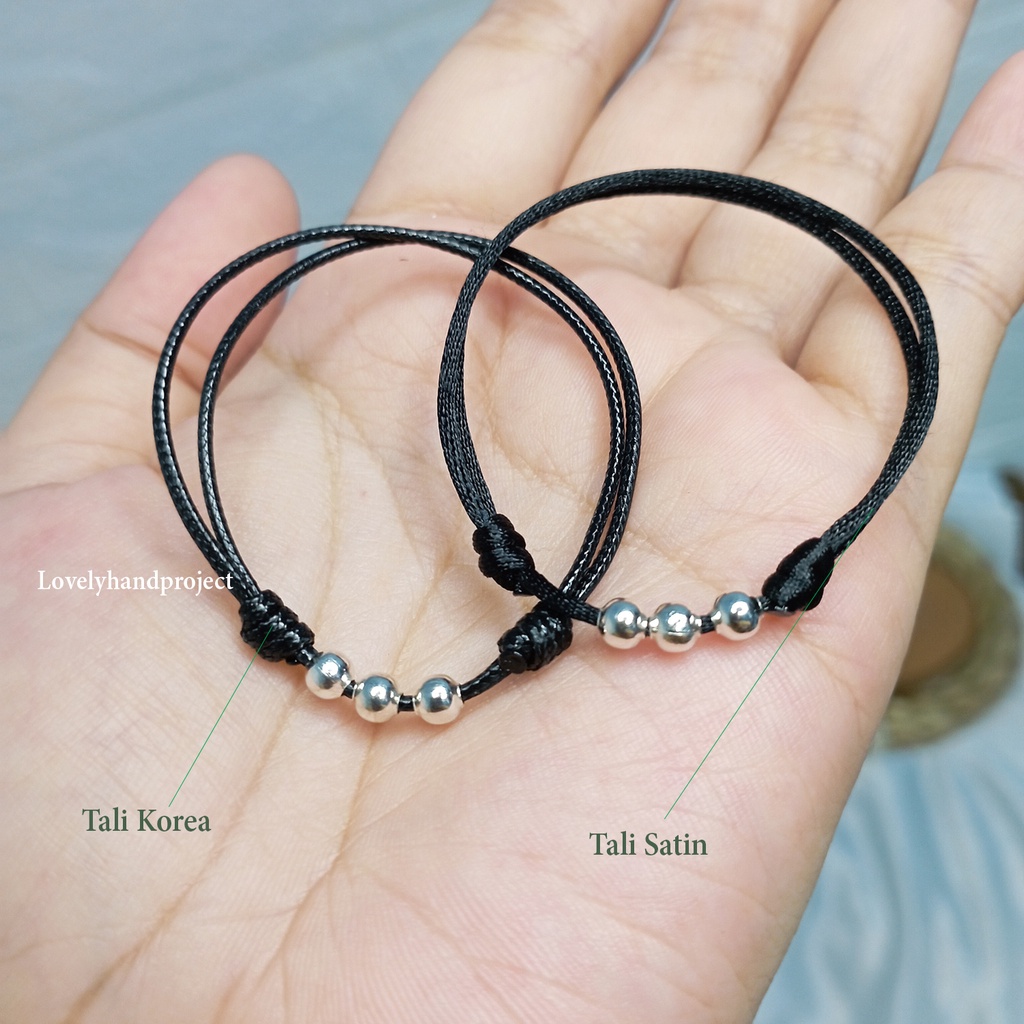 GELANG TALI SIMPLE / GELANG BESTIE TRIPLE BEAD / MINE AND YOURS / GELANG COUPLE / GELANG MINIMALIST SILVER BEADS / GELANG TITANIUM