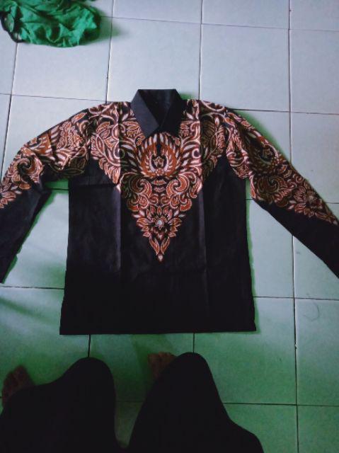 Anjani 005 Ramaiyan Kemeja Batik Pria Eksklusif Lengan Panjang Berfuring Batik Solo Katun Primisima
