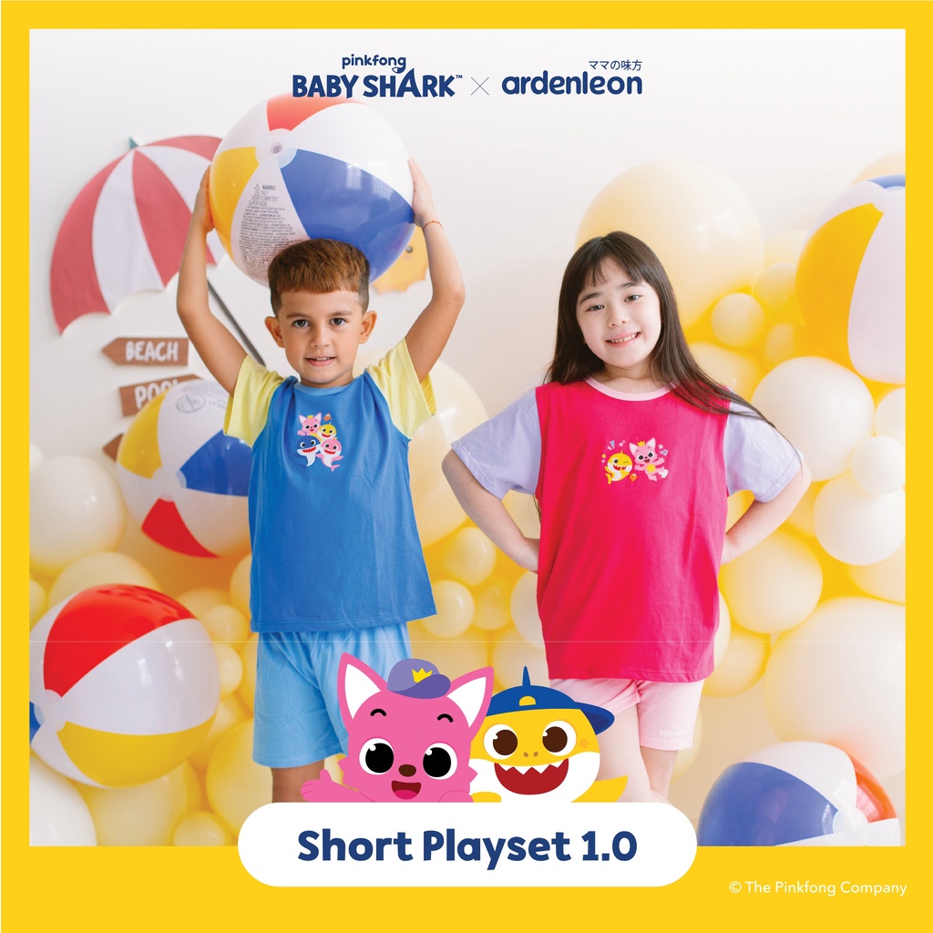 Baju Bayi Setelan Pendek Anak Ardenleon Pinkfong Baby Shark Short Playset