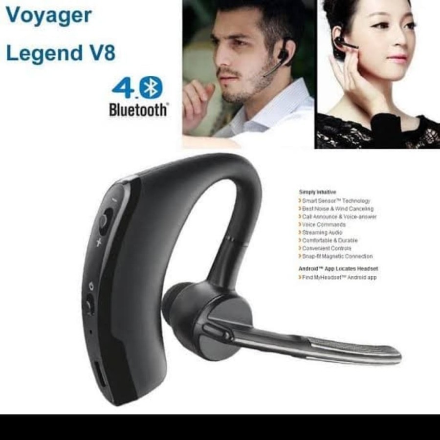 Headset Bluetooth Voyager Legend Stereo V8 Bass Earphone Plus Headset Sambungan